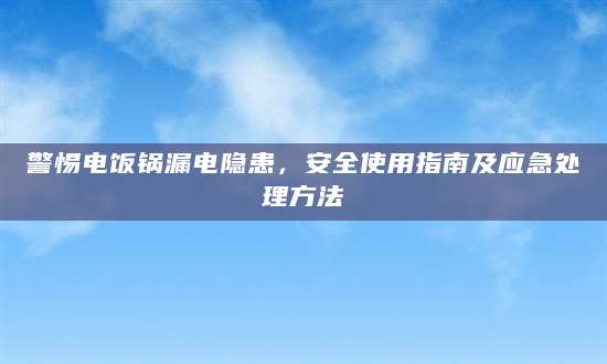 警惕电饭锅漏电隐患，安全使用指南及应急处理方法