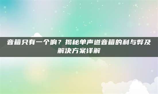 音箱只有一个响？揭秘单声道音箱的利与弊及解决方案详解