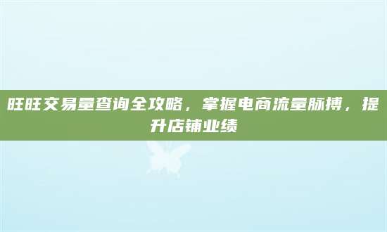 旺旺交易量查询全攻略，掌握电商流量脉搏，提升店铺业绩