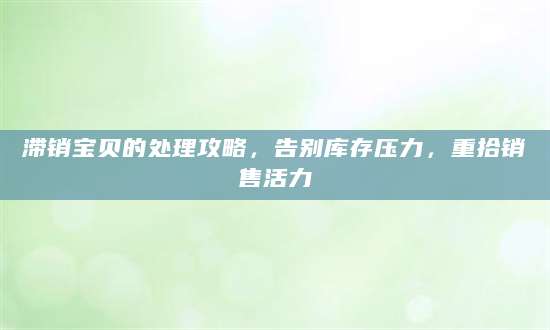 滞销宝贝的处理攻略，告别库存压力，重拾销售活力